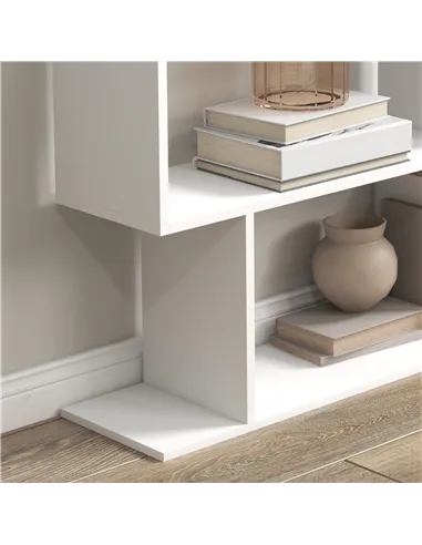 HOMCOM Bookcase, 6 Tier Shelf S Shaped Bookshelf, Storage Unit, Display Shelf for Living Room, Bedroom, Home Office, Plant, Whit