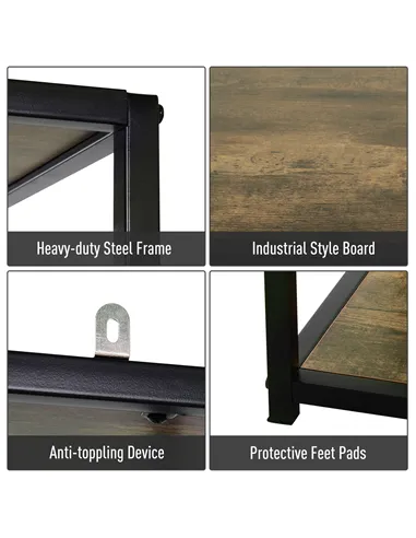 HOMCOM 6 Tier Bookcase, Industrial Tall Shelf Unit with Steel Frame for Home Office, Study, Living Room, Hallway, 82 x 33.5 x 17