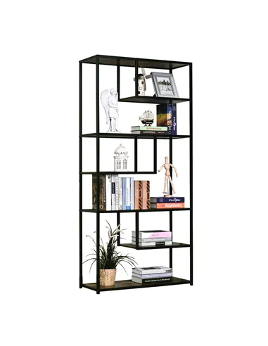 HOMCOM 6 Tier Bookcase, Industrial Tall Shelf Unit with Steel Frame for Home Office, Study, Living Room, Hallway, 82 x 33.5 x 17
