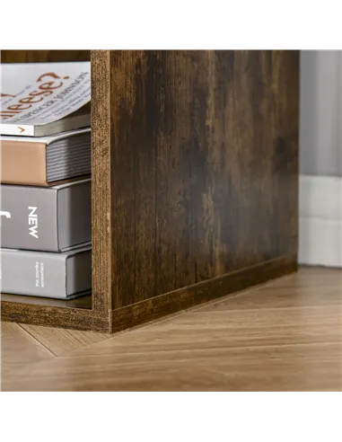 HOMCOM Six-Cube Bookcase - Rustic Brown Wood Effect