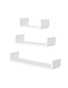 HOMCOM Floating Shelves, Set of 3 Wall Shelf, Shelves for Wall Invisible Mounting, Bedroom Living Room, White
