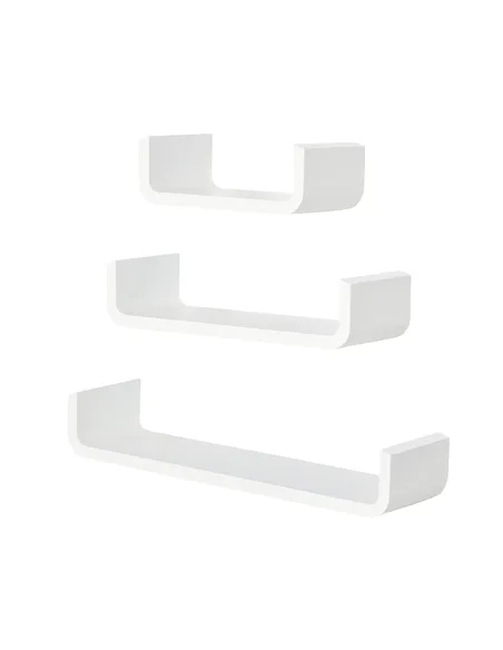 HOMCOM Floating Shelves, Set of 3 Wall Shelf, Shelves for Wall Invisible Mounting, Bedroom Living Room, White