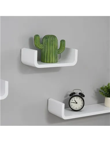 HOMCOM Floating Shelves, Set of 3 Wall Shelf, Shelves for Wall Invisible Mounting, Bedroom Living Room, White