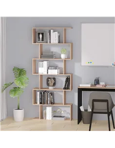 HOMCOM Bookcase, 6 Tier Shelf S Shaped Bookshelf, Storage Unit, Display Shelf for Living Room, Bedroom, Home Office, Plant, Mapl 2