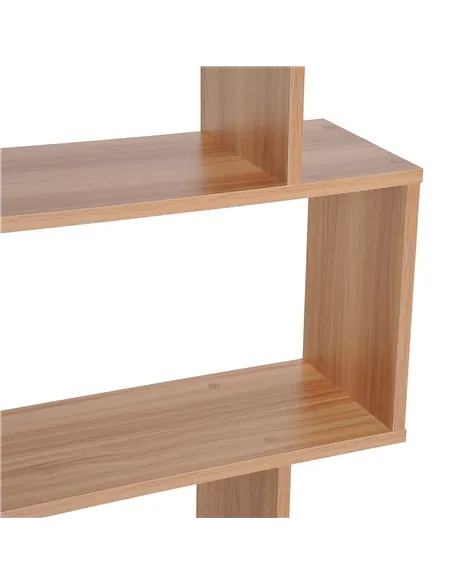 HOMCOM Bookcase, 6 Tier Shelf S Shaped Bookshelf, Storage Unit, Display Shelf for Living Room, Bedroom, Home Office, Plant, Mapl