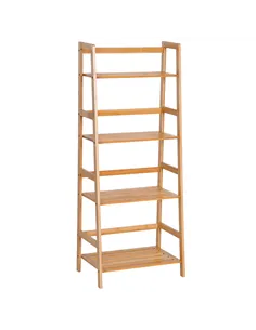 HOMCOM Bamboo Ladder Shelf, 4-Tier Bookshelf, Freestanding Bookcase for Living Room, Study, Bedroom, Home Office, 48 x 31.5 x 12