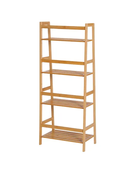 HOMCOM Bamboo Ladder Shelf, 4-Tier Bookshelf, Freestanding Bookcase for Living Room, Study, Bedroom, Home Office, 48 x 31.5 x 12