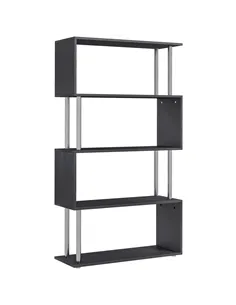 HOMCOM S Shape Bookcase, 5 Tiers Bookshelf, Modern Freestanding Storage Shelf for Home Office, Study, Living Room, 80 x 30 x 145
