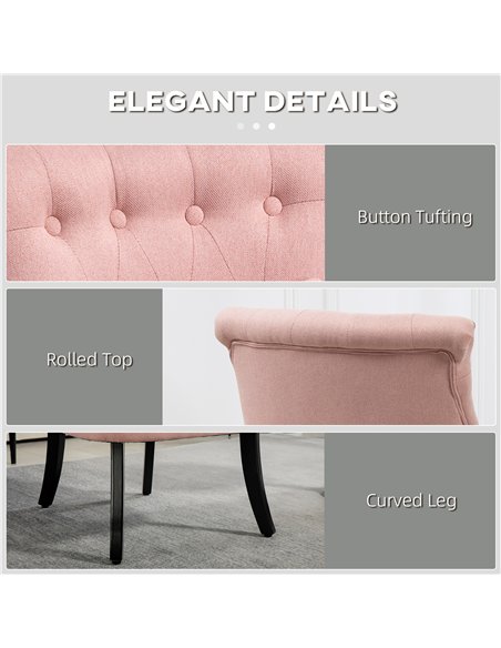HOMCOM Fabric Single Sofa Dining Chair Tub Chair Upholstered W/ Pillow Solid Wood Leg Home Living Room Furniture Pink