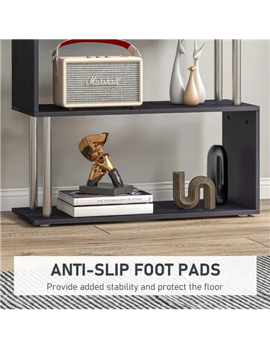 HOMCOM S Shape Bookcase, 5 Tiers Bookshelf, Modern Freestanding Storage Shelf for Home Office, Study, Living Room, 80 x 30 x 145