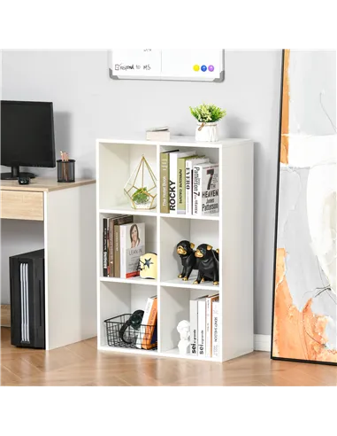 HOMCOM Six-Cube Bookcase - White Wood Effect