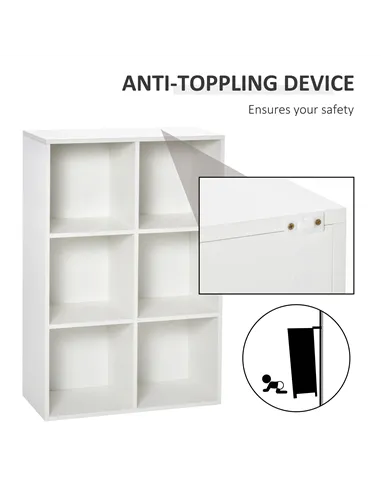 HOMCOM Six-Cube Bookcase - White Wood Effect