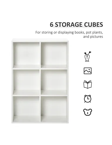 HOMCOM Six-Cube Bookcase - White Wood Effect