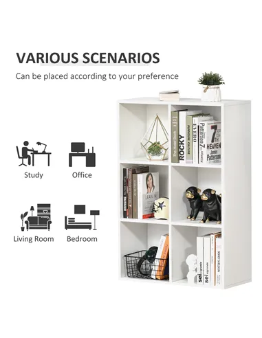 HOMCOM Six-Cube Bookcase - White Wood Effect