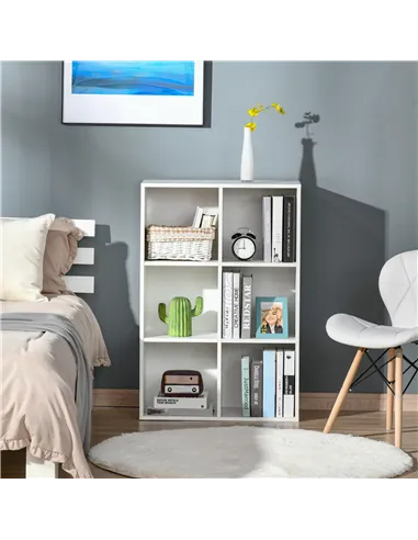 HOMCOM Six-Cube Bookcase - White Wood Effect