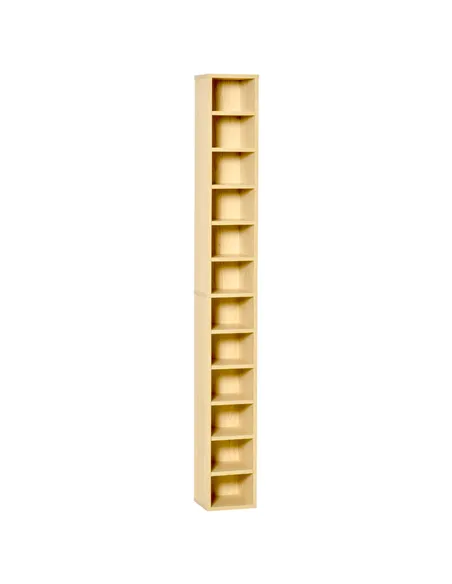 HOMCOM 204 CD Tall Narrow Media Storage Tower - Oak Tone