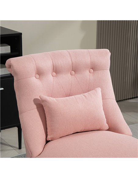 HOMCOM Fabric Single Sofa Dining Chair Tub Chair Upholstered W/ Pillow Solid Wood Leg Home Living Room Furniture Pink