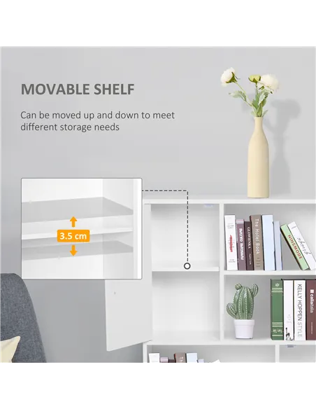 HOMCOM Sideboard Bookshelf Free Standing Bookcase Shelves Unit Display Storage Cabinet w/ Adjustable Shelves, Wooden Leg, Two Do