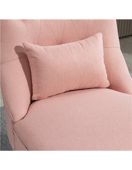 HOMCOM Fabric Single Sofa Dining Chair Tub Chair Upholstered W/ Pillow Solid Wood Leg Home Living Room Furniture Pink