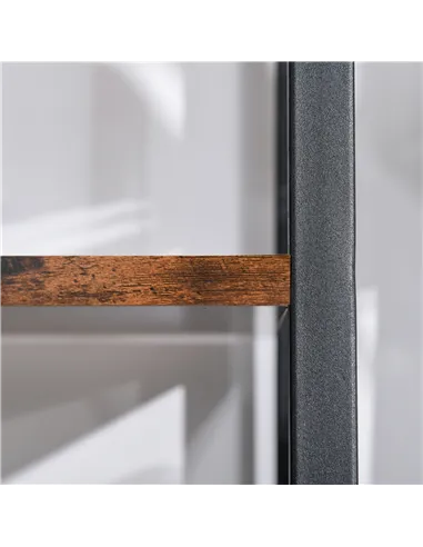 HOMCOM Ladder Shelf, Bookshelf, 4-Tier Industrial Storage Rack for Living Room, Bedroom, Kitchen, Rustic Brown and Black