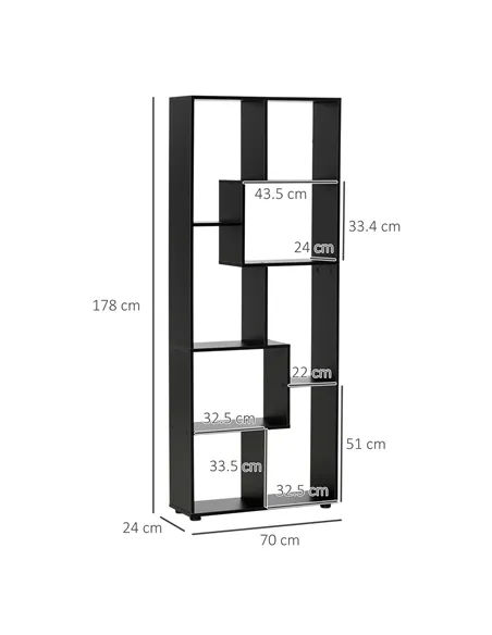 HOMCOM 8-Tier Freestanding Bookcase w/ Melamine Surface Anti-Tipping Foot Pads Home Display Storage Grid Stand Bedroom Living Ro