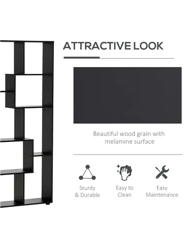 HOMCOM 8-Tier Freestanding Bookcase w/ Melamine Surface Anti-Tipping Foot Pads Home Display Storage Grid Stand Bedroom Living Ro