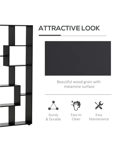 HOMCOM 8-Tier Freestanding Bookcase w/ Melamine Surface Anti-Tipping Foot Pads Home Display Storage Grid Stand Bedroom Living Ro