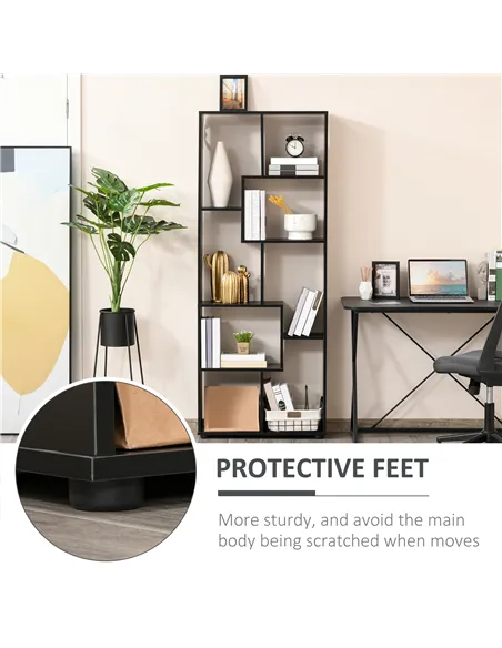 HOMCOM 8-Tier Freestanding Bookcase w/ Melamine Surface Anti-Tipping Foot Pads Home Display Storage Grid Stand Bedroom Living Ro