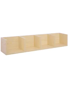 HOMCOM Wall Mount 84 CD / 56 DVD/Blu-ray/ Media Storage Rack 4 Cubes Wooden Shelf Organizer Unit Bookcase Display (Natural Wood 