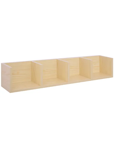 HOMCOM Wall Mount 84 CD / 56 DVD/Blu-ray/ Media Storage Rack 4 Cubes Wooden Shelf Organizer Unit Bookcase Display (Natural Wood 
