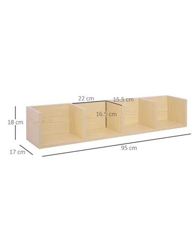 HOMCOM Wall Mount 84 CD / 56 DVD/Blu-ray/ Media Storage Rack 4 Cubes Wooden Shelf Organizer Unit Bookcase Display (Natural Wood 