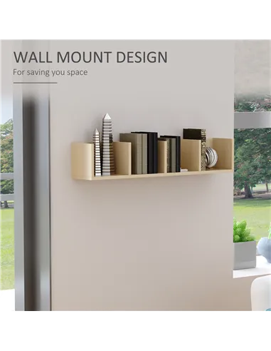 HOMCOM Wall Mount 84 CD / 56 DVD/Blu-ray/ Media Storage Rack 4 Cubes Wooden Shelf Organizer Unit Bookcase Display (Natural Wood 