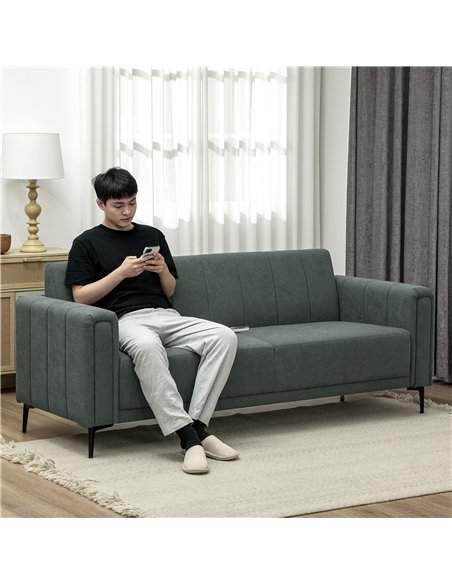 HOMCOM Three-Seater Relaxed Modern Sofa - Grey
