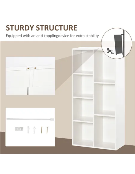 HOMCOM Seven-Cube Bookcase - White Wood Effect