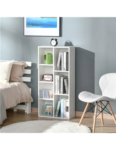 HOMCOM Seven-Cube Bookcase - White Wood Effect