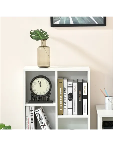 HOMCOM Seven-Cube Bookcase - White Wood Effect