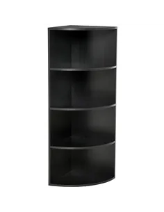 HOMCOM 4-Tier Corner Open Shelf Bookcase Freestanding Fan Bookshelf Plants Stand, 40x40x120cm, Black
