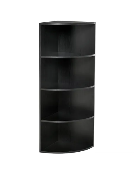 HOMCOM 4-Tier Corner Open Shelf Bookcase Freestanding Fan Bookshelf Plants Stand, 40x40x120cm, Black