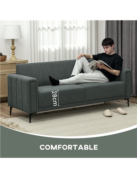 HOMCOM Three-Seater Relaxed Modern Sofa - Grey