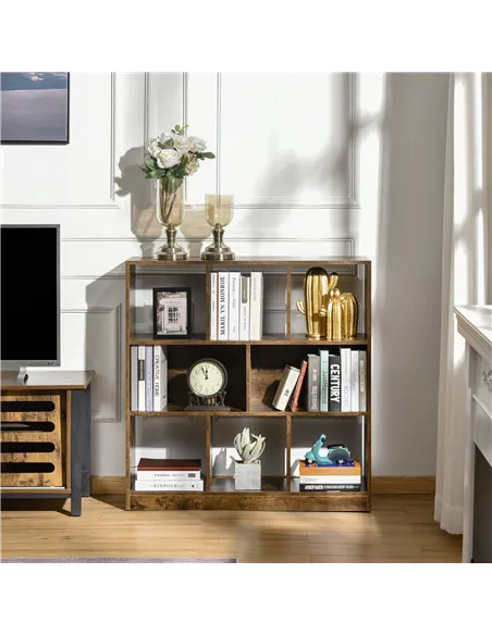 HOMCOM 3-Tier Bookcase, Storage Shelf Unit with Open Compartments, for Living Room, Bedroom, Office, Divider, 97.5 x 30 x 100 cm