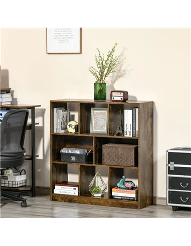 HOMCOM 3-Tier Bookcase, Storage Shelf Unit with Open Compartments, for Living Room, Bedroom, Office, Divider, 97.5 x 30 x 100 cm