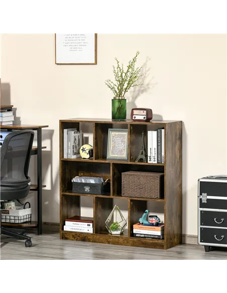 HOMCOM 3-Tier Bookcase, Storage Shelf Unit with Open Compartments, for Living Room, Bedroom, Office, Divider, 97.5 x 30 x 100 cm