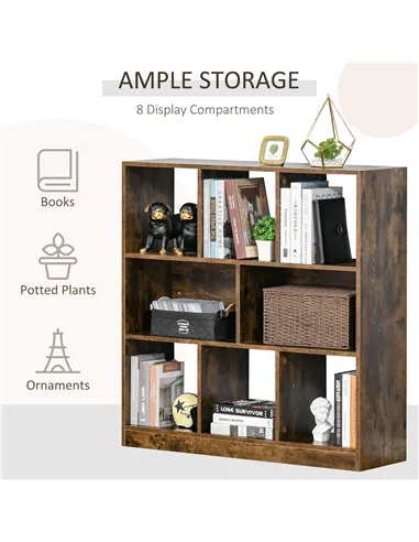 HOMCOM 3-Tier Bookcase, Storage Shelf Unit with Open Compartments, for Living Room, Bedroom, Office, Divider, 97.5 x 30 x 100 cm