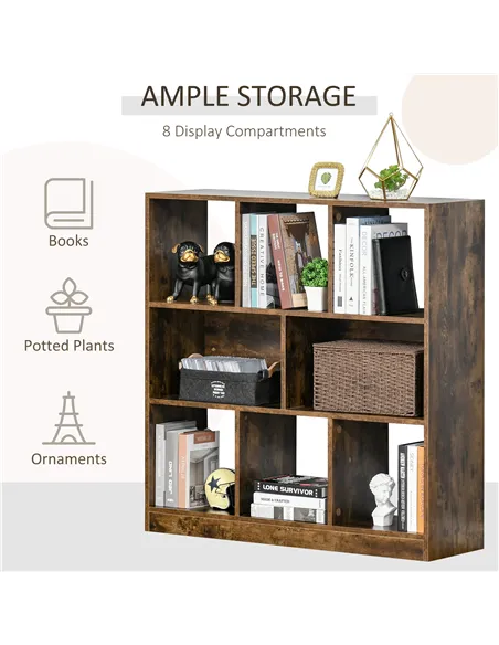 HOMCOM 3-Tier Bookcase, Storage Shelf Unit with Open Compartments, for Living Room, Bedroom, Office, Divider, 97.5 x 30 x 100 cm