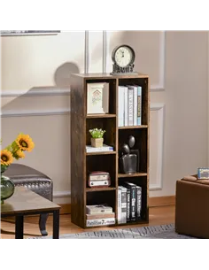 HOMCOM Seven-Cube Bookcase - Rustic Brown Wood Effect 2
