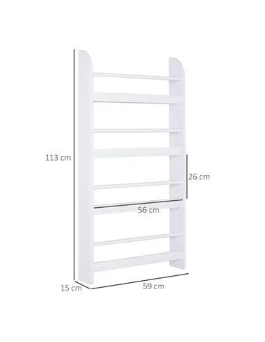 HOMCOM Bookcase, 4 Tier Wall Mounted Bookshelf, 15cm Depth Storage Shelving Rack for Bedroom Nursery Office Home, Accessories Su