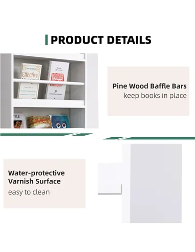 HOMCOM Bookcase, 4 Tier Wall Mounted Bookshelf, 15cm Depth Storage Shelving Rack for Bedroom Nursery Office Home, Accessories Su