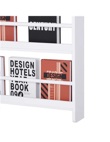 HOMCOM Bookcase, 4 Tier Wall Mounted Bookshelf, 15cm Depth Storage Shelving Rack for Bedroom Nursery Office Home, Accessories Su