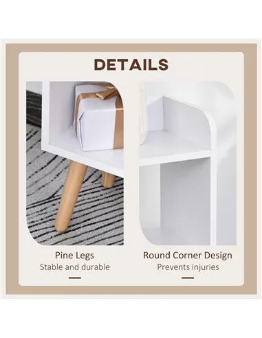 HOMCOM Bookcase, Freestanding Book Shelf with Storage Cabinet, 6 Shelves and Wood Legs for Home Office Display, White and Grey, 