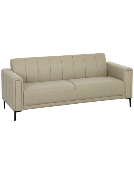 HOMCOM 3 Seater Sofa, Modern Fabric Sofa Couch, Channel Tufted Upholstered Sofa Settee for Living Room, Guest Room, Bedroom, Hom